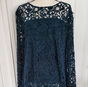 Sundance Remarkable Velvet Lace Longsleeve Top Size 2X